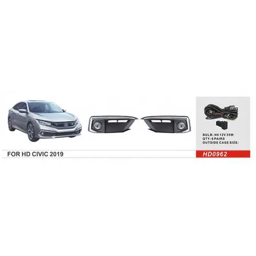 Протитуманні фари Honda Civic 5D 2019- H8 12V 35W з проводкою Комплект (HD-0962) - фото 2