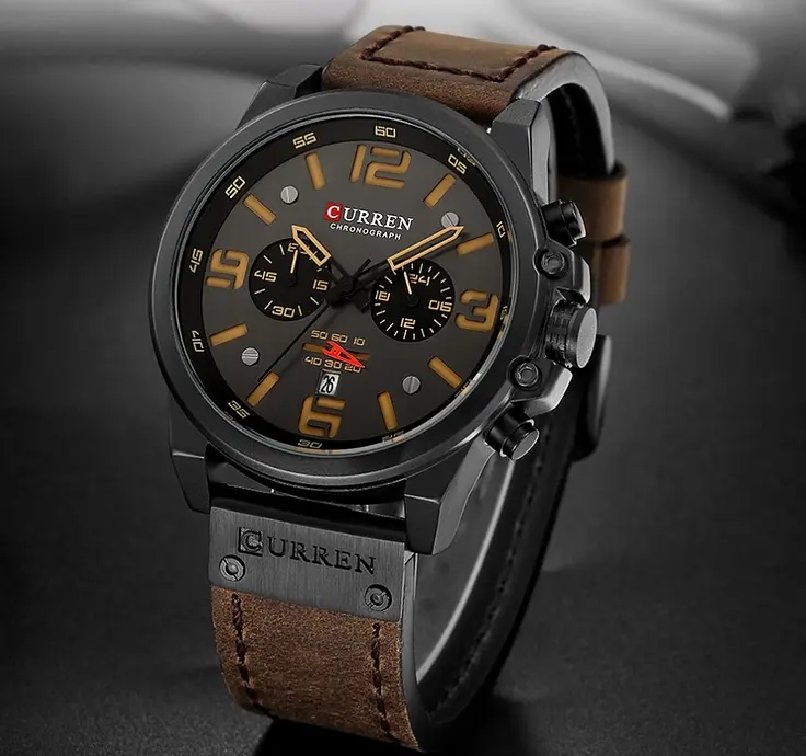 Наручний годинник чоловічий Curren Monreal Armor Black 2 ремінці Чорний (3598) - фото 3