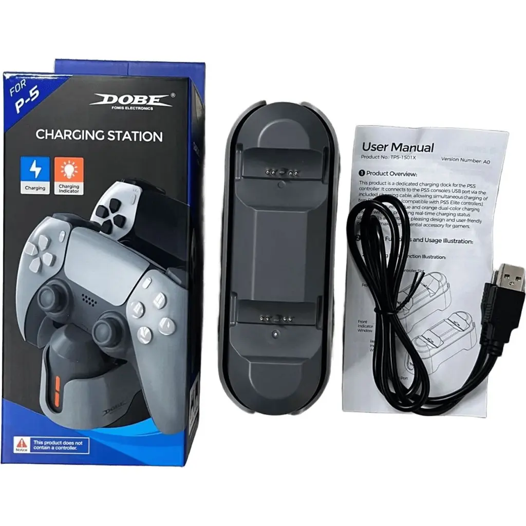Зарядна станція Dobe Dual Charging Dock TP5-1501X для DualSense Sony PS5 Gray [125877] - фото 7