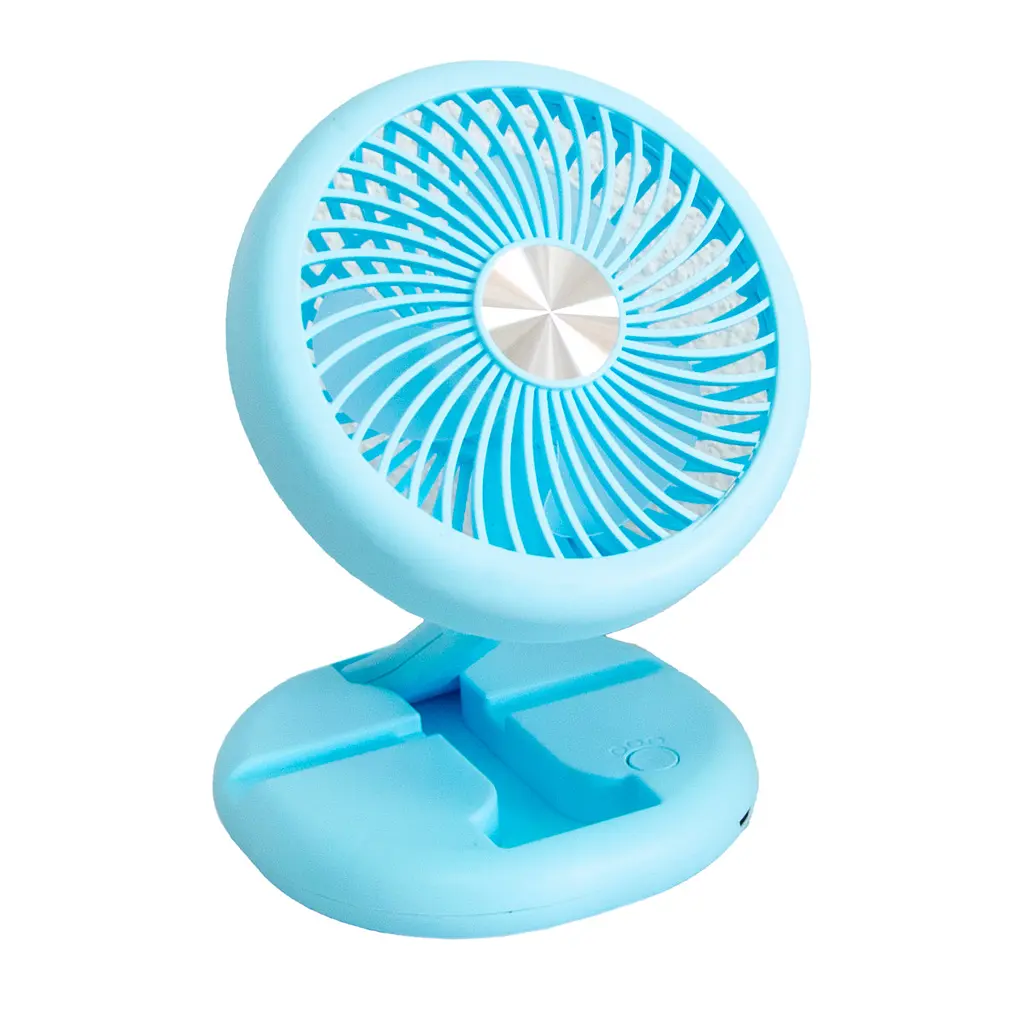 Міні вентилятор на акумуляторі Mini Fan блакитний, складаний з USB, настільний - фото 4