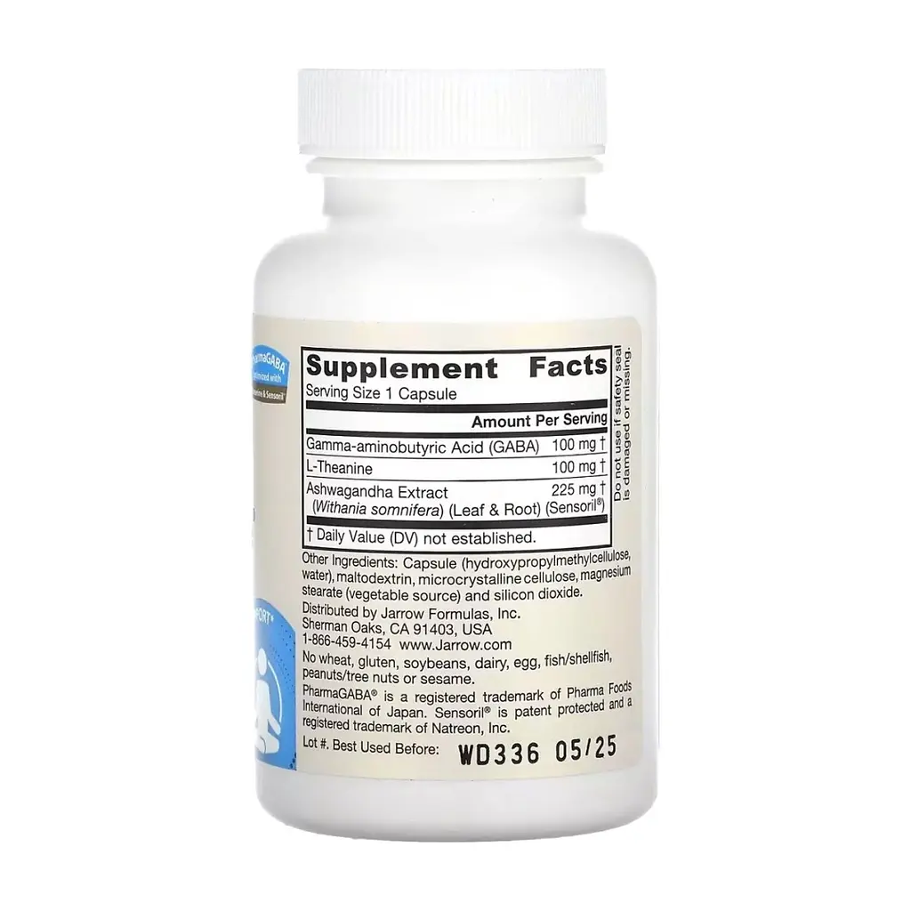 Амінокислота Jarrow Formulas GABA (Гамма-аміномасляна кислота), GABA Soothe, 30 вегетаріанс (JRW-29044) - фото 2