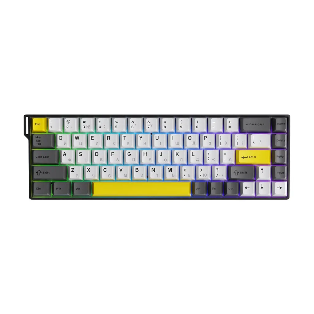 Клавіатура Ajazz AK680 V2 Ice Island Magnetic Switch USB UA Black/Gray/Yellow (AK680-V2-I-BGY)