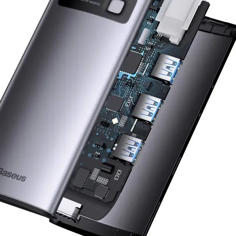 Перехідник HUB Baseus Metal Gleam Series 6-in-1 Multifunctional Type-C (WKWG080013) Gray - фото 5