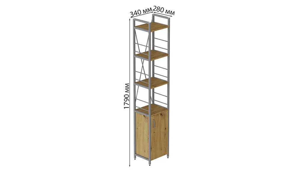 Етажерка 4/34 Ferrum-decor Серії Конект з тумбою 179x34x28 Сірий ДСП Артизан (FRD-104482) - фото 3