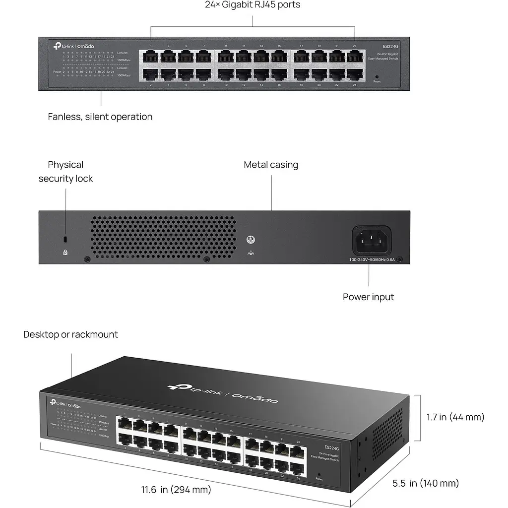 Комутатор TP-Link 24-портовий гігабітний комутатор, ES224G (ES224G) - фото 7