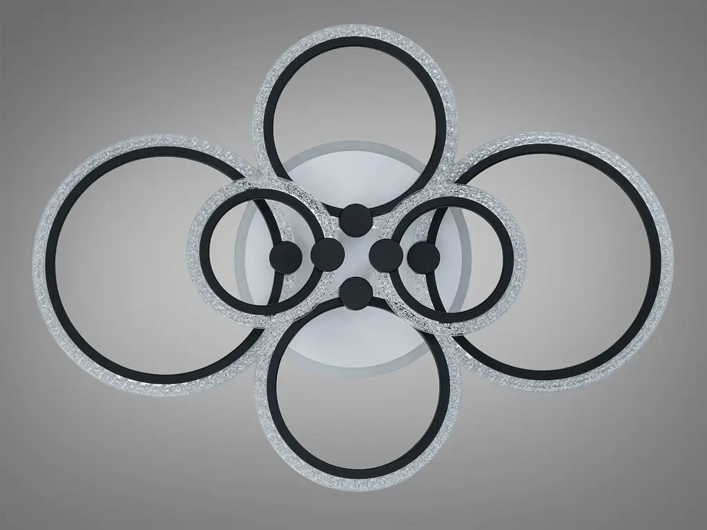 Потолочная люстра Romin Diasha черная 6 колец 105 Вт диммер - фото 4