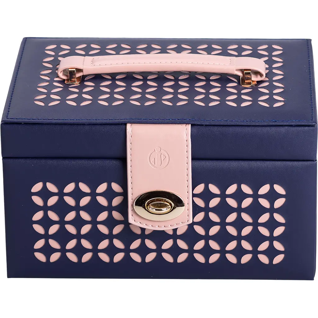 Кейс-скринька Yiwu для прикрас на кнопці 22.5x15.5x13 см синій HP-5-17BL - фото 6