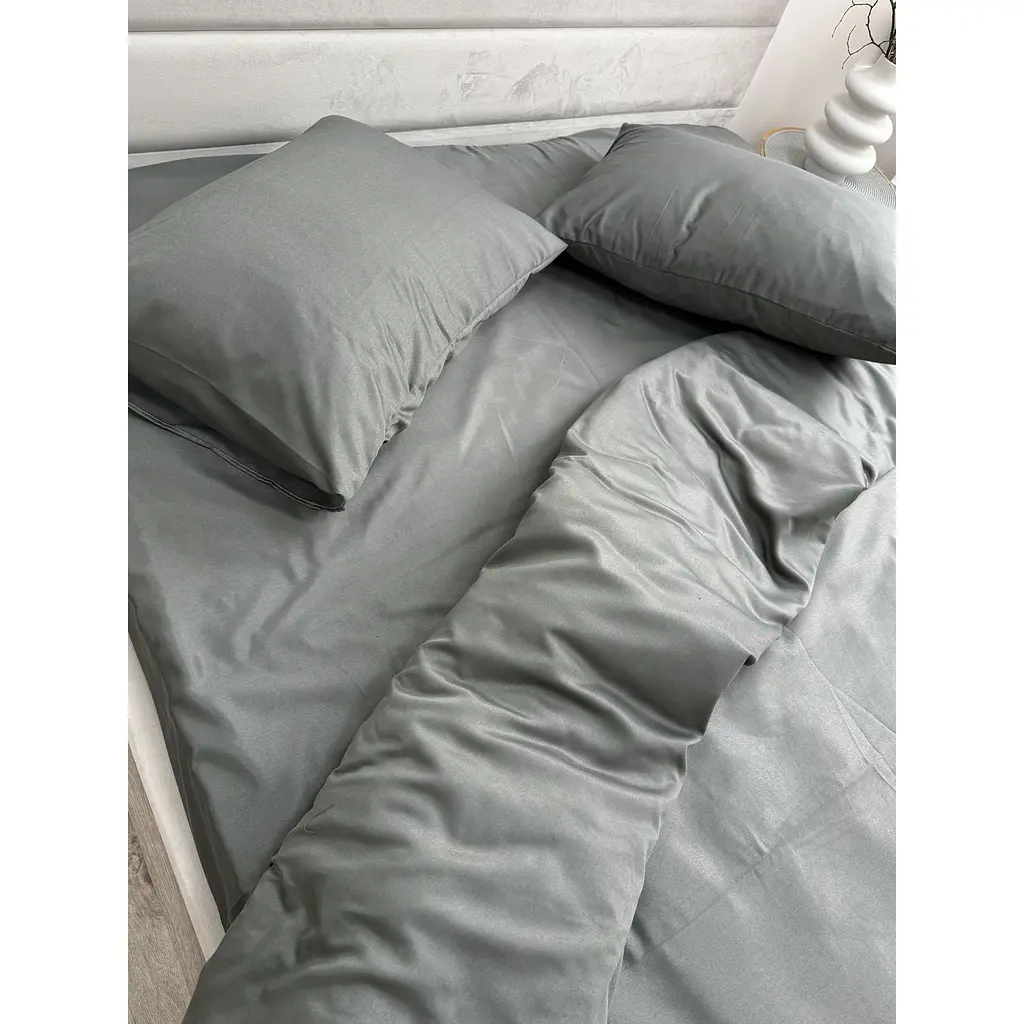 Комплект постільної білизни Ecotton Nid Grey євро полісатин сірий (25192) - фото 5