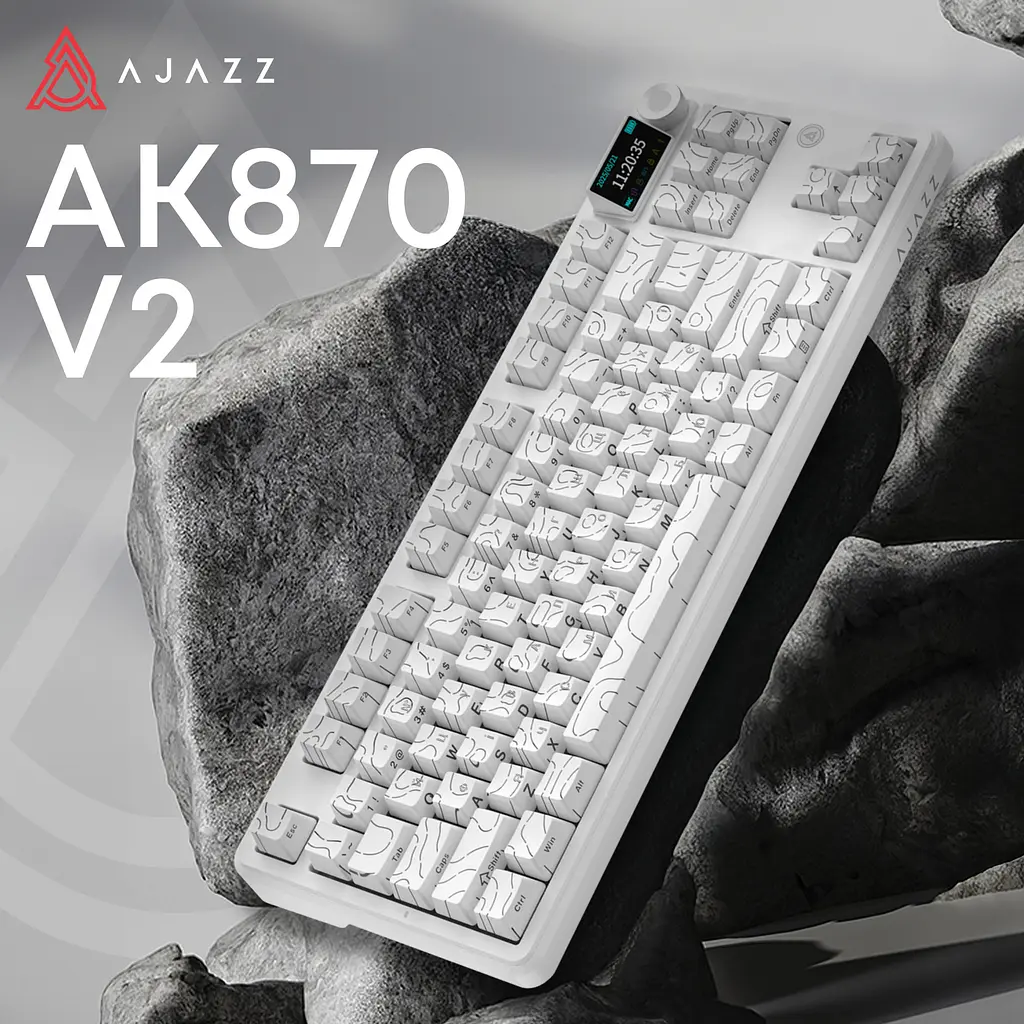 Клавиатура беспроводная Ajazz AK870 V2 Maillard Switch White (AK870-V2-SW) - фото 5