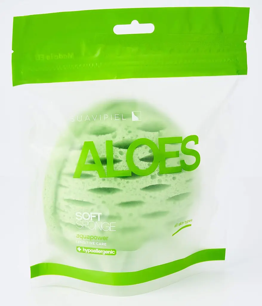Губка для душу Suavipiel Aloes Aqua Power Soft Sponge зелена - фото 5