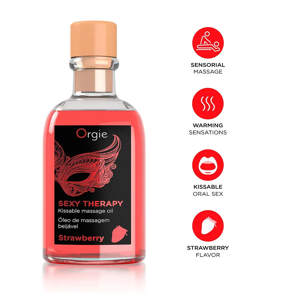 Набір для масажу Orgie – Sexy Therapy Strawberry (100 мл), їстівне розігріваюче масло + пір'їнка Orgie SX1507 101125 - фото 2