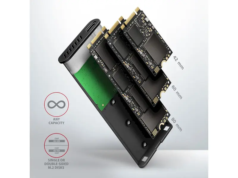 Кишеня для накопичувача AXAGON SuperSpeed+ Raw Box Black (EEM2-SBC) - фото 7
