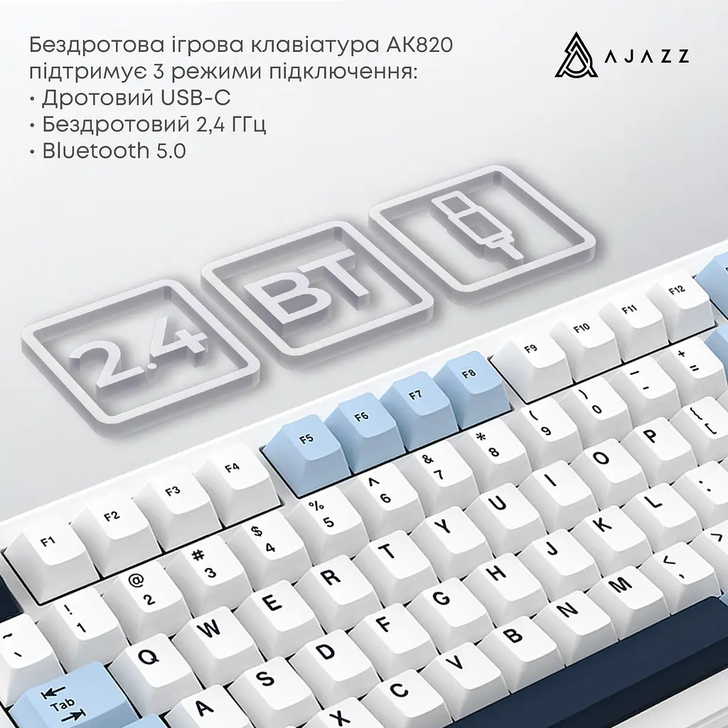 Клавіатура Ajazz AK820 MAX Plus Daydream Switch Blue/White/Dark Blue (AK820MAX-DD-BWD) [142204] - фото 5