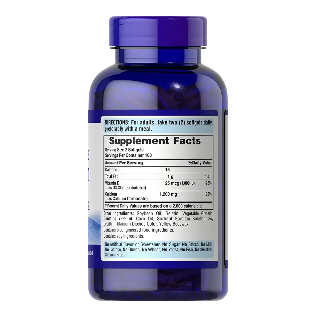 Кальцій та вітамін D3, Absorbable Calcium 1200 mg Plus Vitamin D3 25 mcg - 200 softgels - фото 2