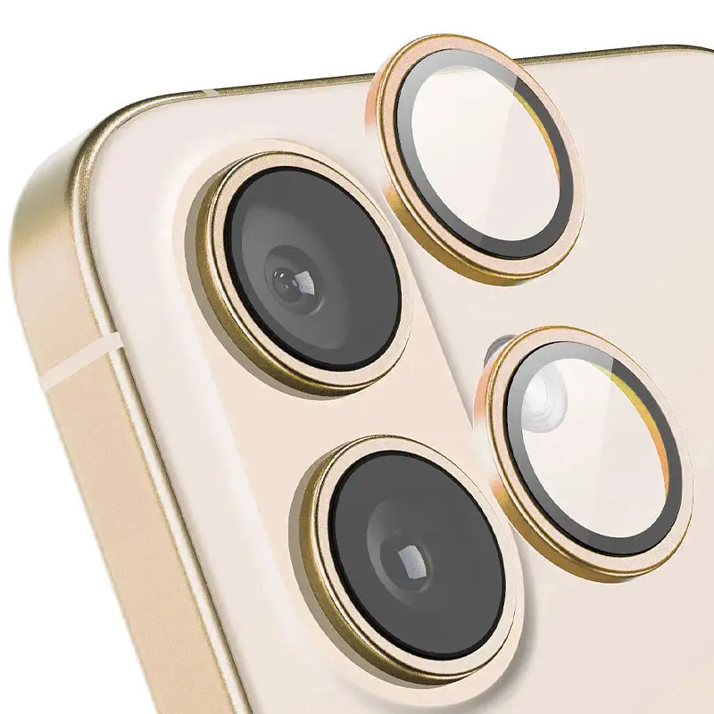Защитное стекло Metal Classic на камеру (в упак.) для Apple iPhone 16 (6.1) / 16 Plus (6.7) Золотой / Gold - фото 2