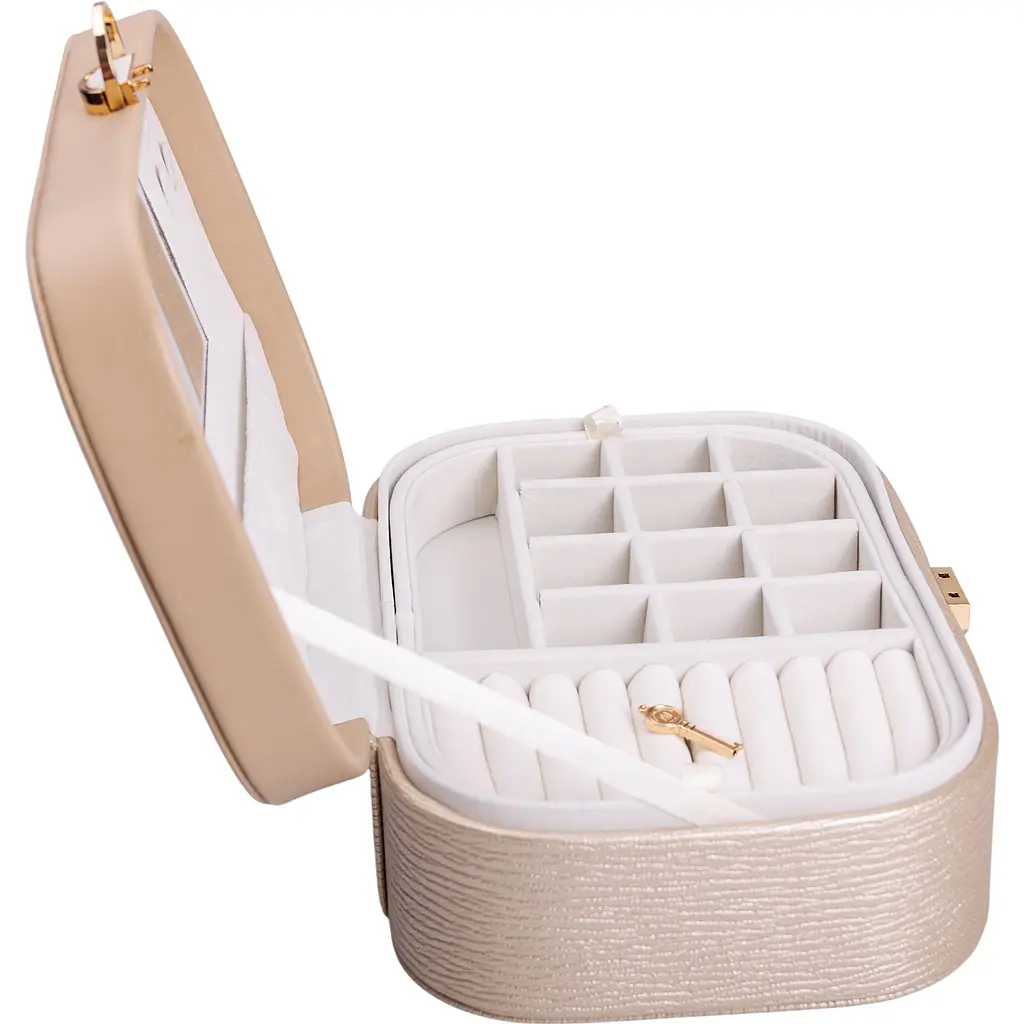 Шкатулка-органайзер для украшений Yiwu с замком 26x18x9.5 см бежевая HP-5-1CR - фото 4