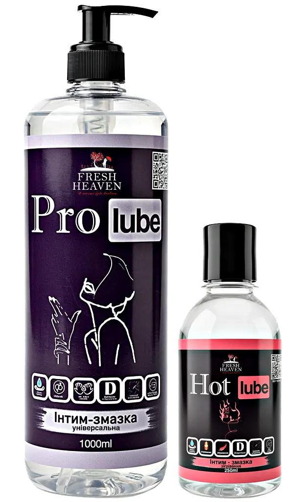 Iнтим-змазка Fresh Heaven універсальна Pro Lube 1000ml та зігріваюча Hot Lube 250ml