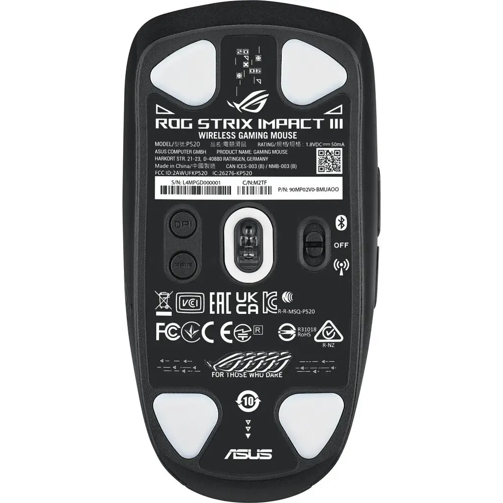 Мишка ASUS ROG Strix Impact III Wireless/Bluetooth Black (90MP03D0-BMUA00) - фото 6