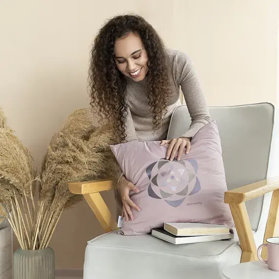 Подушка декоративна Ideia Rain з вишивкою, рожевий 50х50 см (8-32196) - фото 3