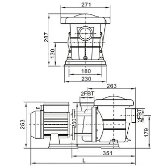 Насос Bridge 2,2 кВт, 38 куб.м/год, 220В, 3 HP - фото 2