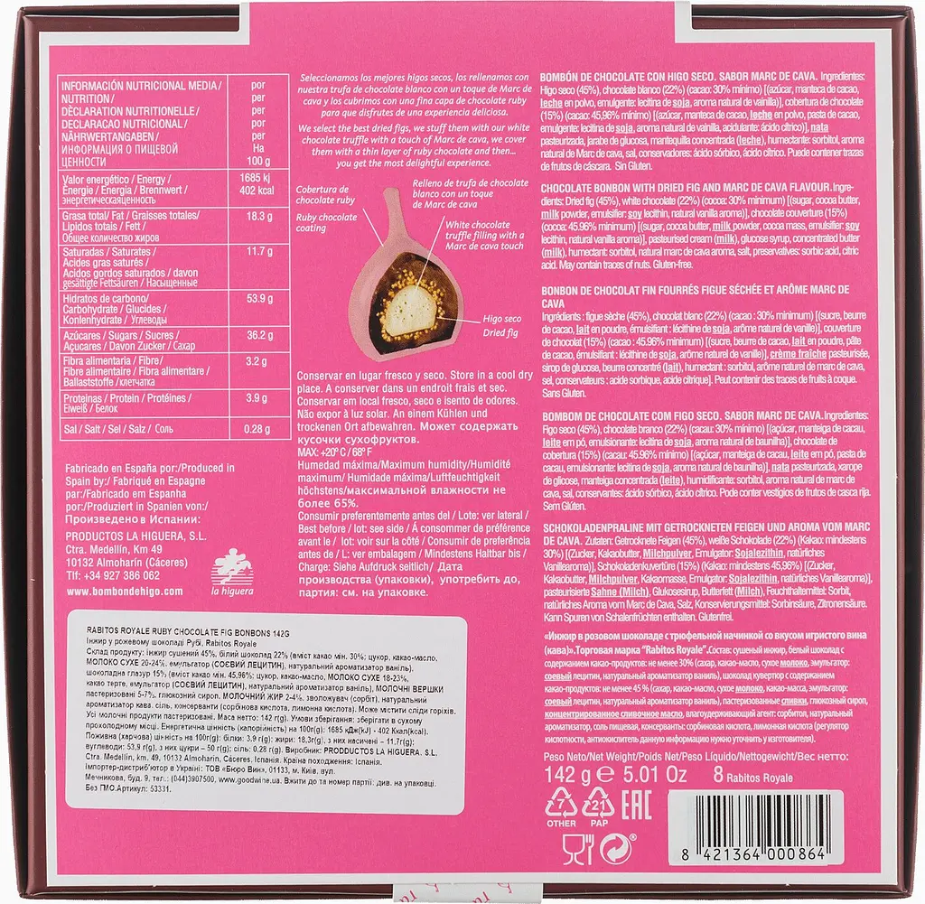 Конфеты Rabitos Royale Ruby инжир в розовом шоколаде 142 г - фото 4