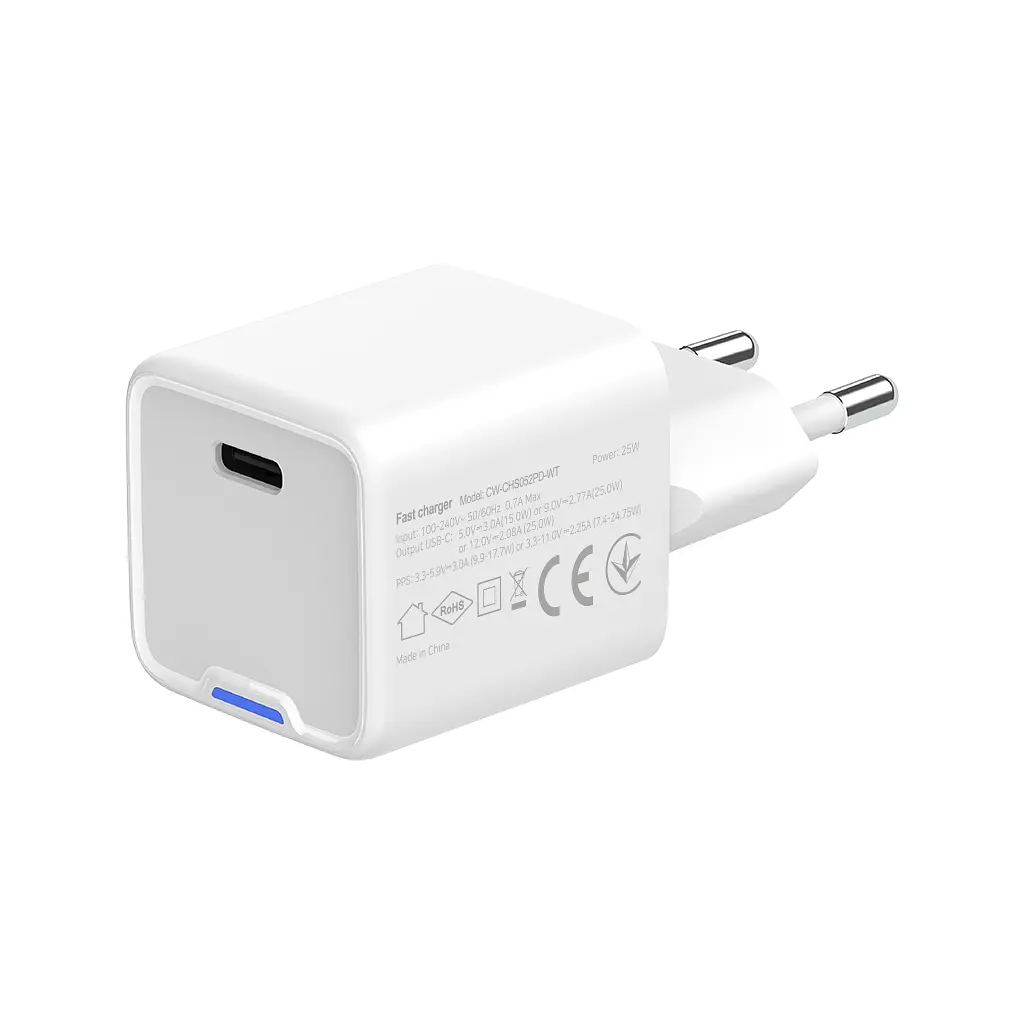 Зарядний пристрій ColorWay GaN Mini 25 Вт порт PD PPS USB-C білий (CW-CHS052PD-WT) - фото 5