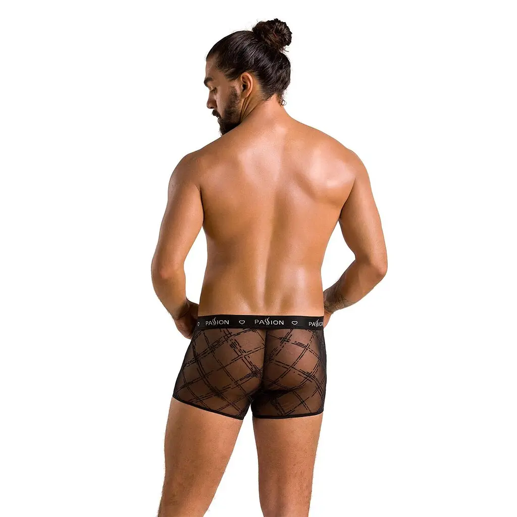 Чоловічі прозорі боксери Passion 032 SHORT JAMES S/M Black, сітка - фото 4