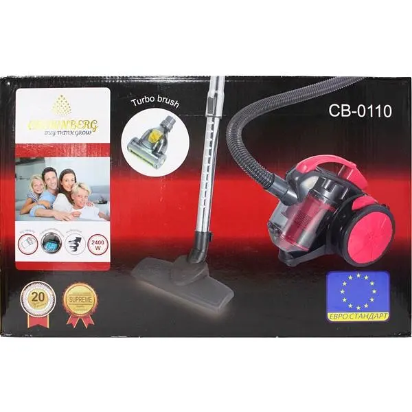 Пылесос Crownberg CB-0110 циклонный с турбо-щеткой 4 степени фильтрации 2400W красно-черный (CB-0110_1558) - фото 4