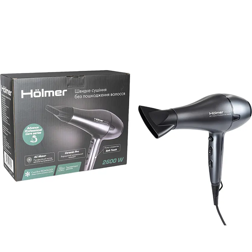 Фен для волос Holmer HHD-261 PRO серый (HHD-261 PRO) - фото 7