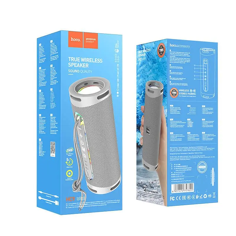 Портативна акустика Hoco Dazzling pulse sports BT speaker HC9 світло-сіра - фото 2