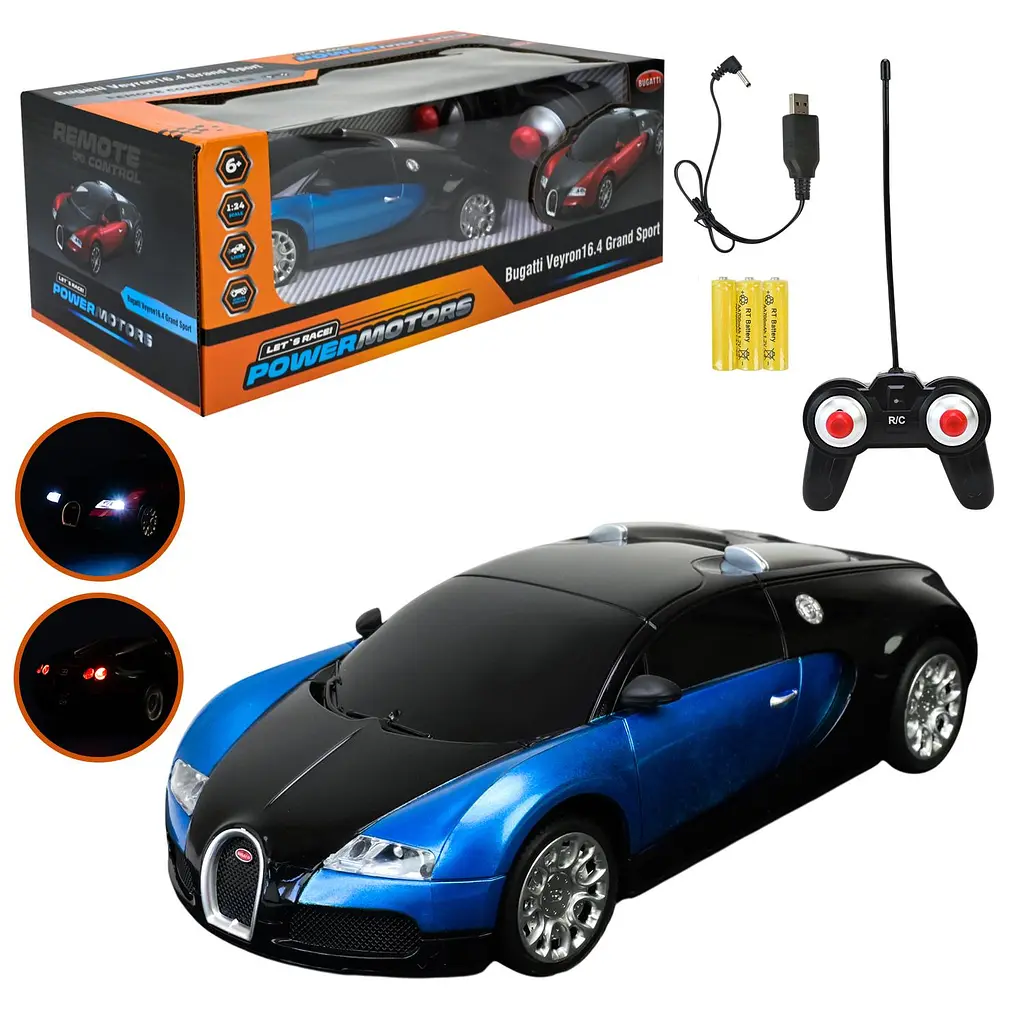 Радіокерована модель гіперкара Bugatti Veyron 1:24 синій металік Let's race! (PM2402 BLUE)