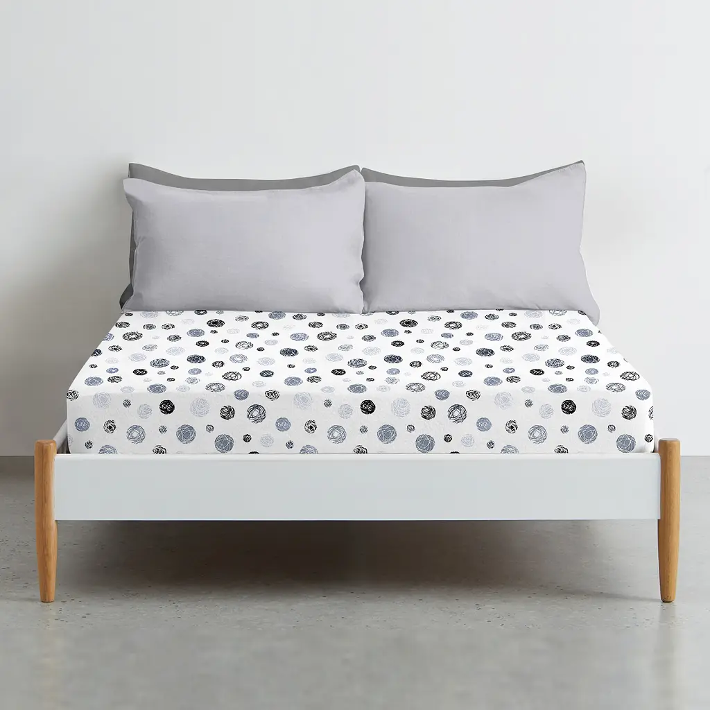 Простынь Cosas на резинке 90x190x25 thread balls grey, серый (ThreadBallsGrey_90x190x25) - фото 3
