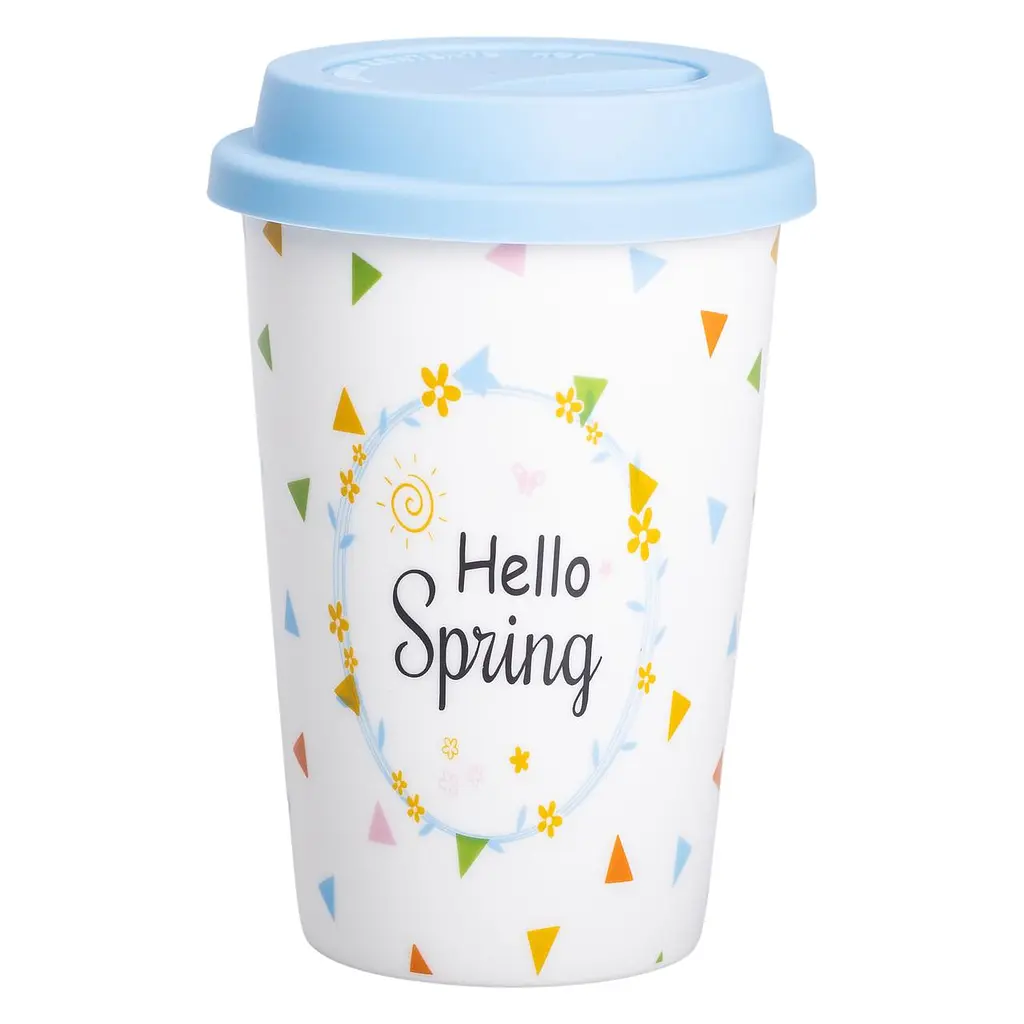 Стакан порцеляновий 420 мл із силіконовою кришкою, hello spring Liling Rongxiang Ceramic RX-N240546HS - фото 11