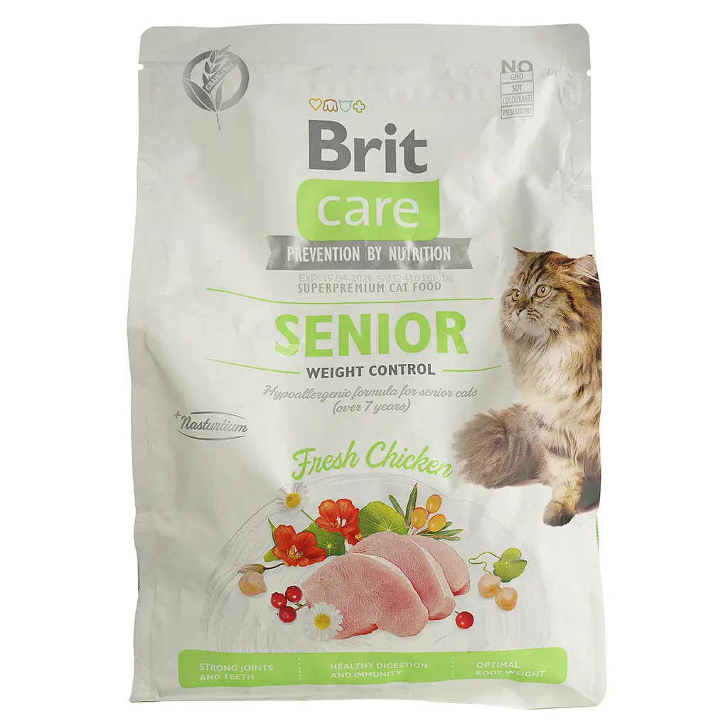 Сухий корм для літніх кішок з надмірною вагою Brit Care Cat GF Senior Weight Control з куркою 2 кг - фото 2