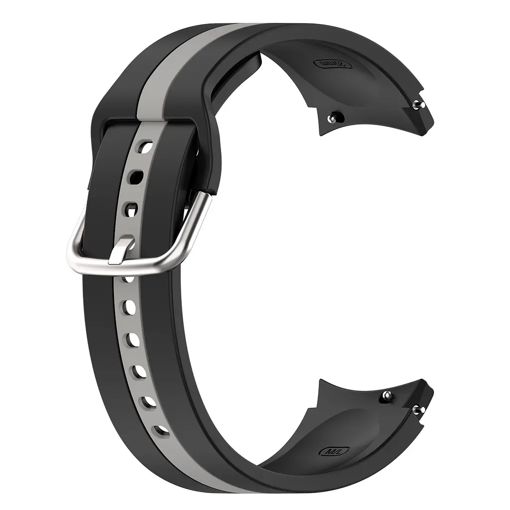 Ремешок для Samsung Galaxy Watch 4 Classic 42mm - черно-серый ширина крепления 20мм силикон Watchbands D2 (W17-3WB77910986) - фото 3