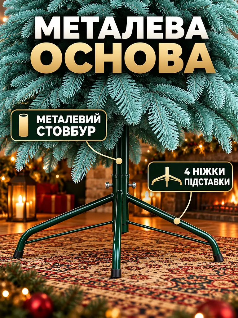 Лита штучна ялинка YaLINKA KB23 Полонина 230 см на металевій підставці, блакитна (49676437) - фото 6