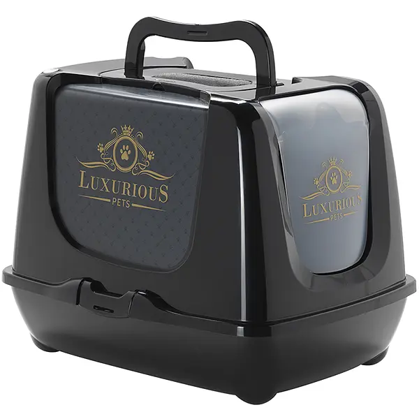 Закритий туалет для котів Moderna Trendy Cat Luxurious із вугільним фільтром чорний 57,4х44,8х42,7 см C245015AA