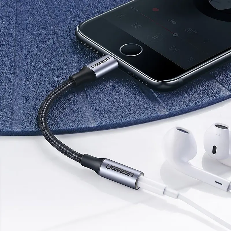 Перехідник Ugreen Lightning 3.5 mm 10 cm Headphone Jack Adapter Model US211 Сірий - фото 5