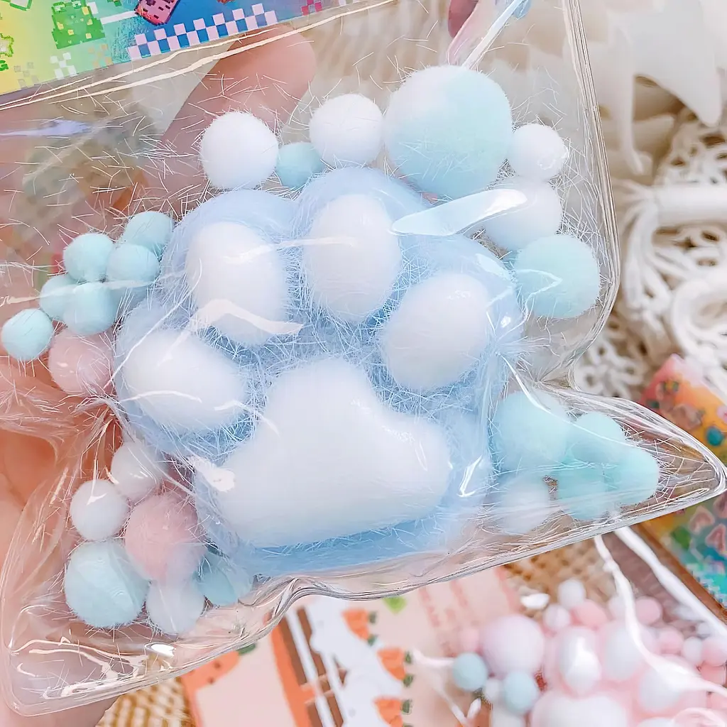 Сквіш антістрес UFT Squish Cat Paw Fluffy 9 Пухнаста лапка Lightblue - фото 2