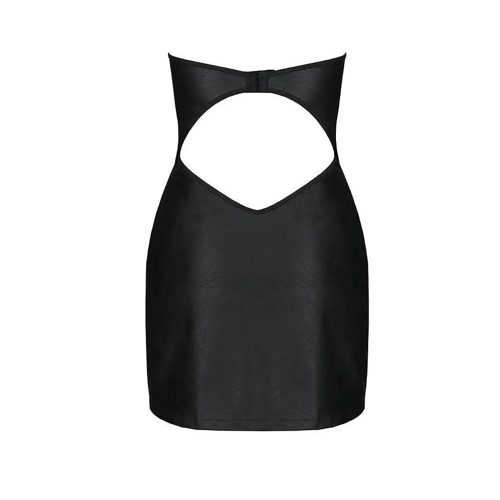 Мини-платье из экокожи CELINE CHEMISE black - Passion: шнуровка трусики в комплекте L/XL - фото 6