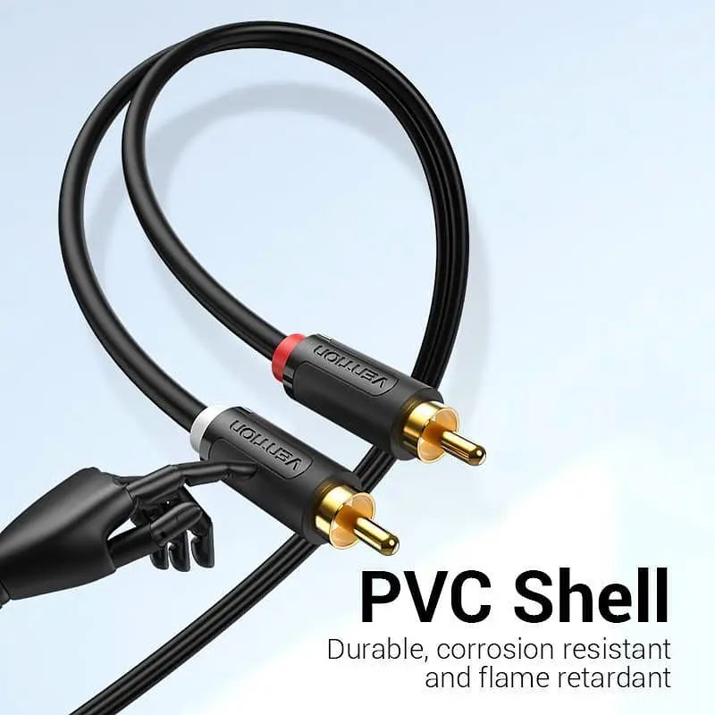 Кабель Audio 2RCA-2RCA Vention F/F 26К gold-plated 29 AWG 0.25m PVC Shell Black (BCMBD) - фото 9