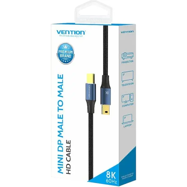 Кабель DisplayPort mini M - mini M 2.0м, V1.4, 8K 60Гц 32.4Gbps Синий Aluminum Alloy, Vention - фото 3