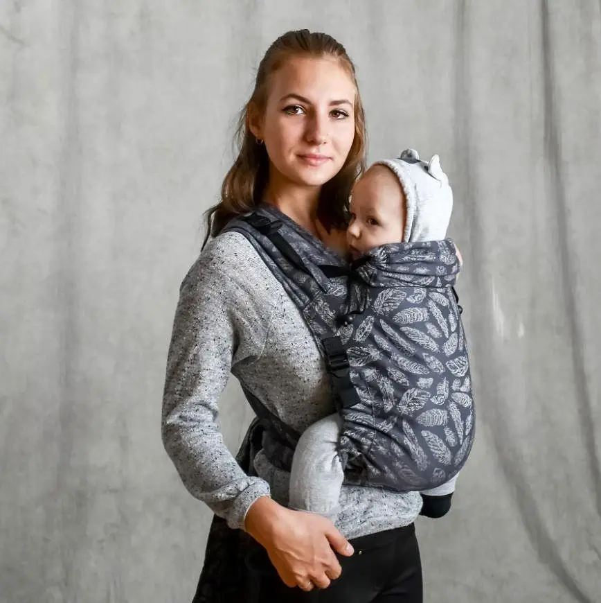 Май-слинг жаккардовый с рождения до 36 месяцев Coolbabka Серый Feathers - фото 2