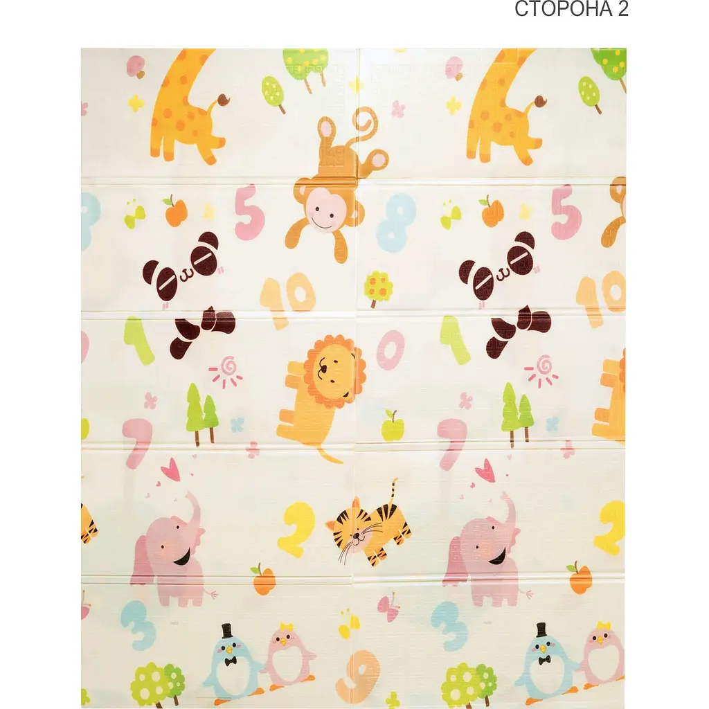 Дитячий килимок Poppet Малятко-жираф та Цифри-тварини двосторонній складний 150х180x1 см (PP021-150) - фото 3