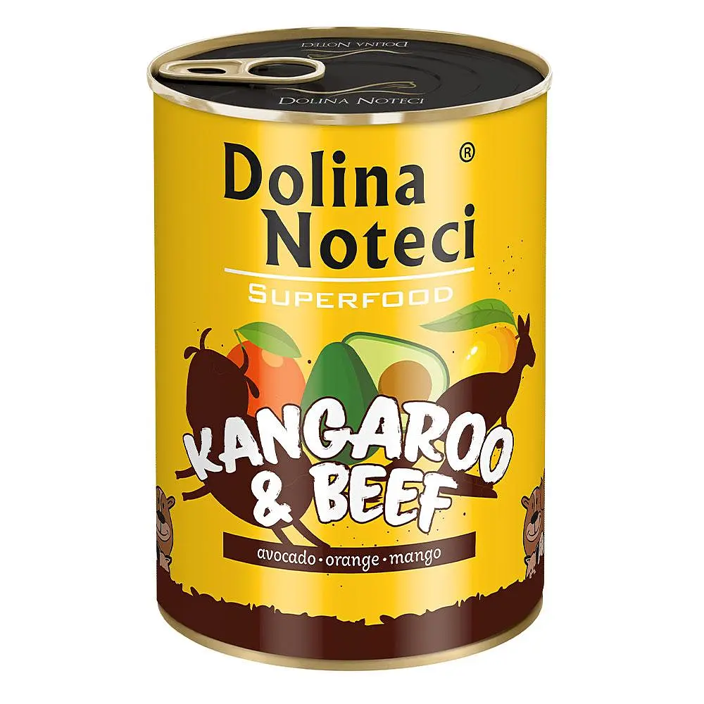 Вологий корм для собак Dolina Noteci Superfood з м'ясом кенгуру та яловичини банка 400 г