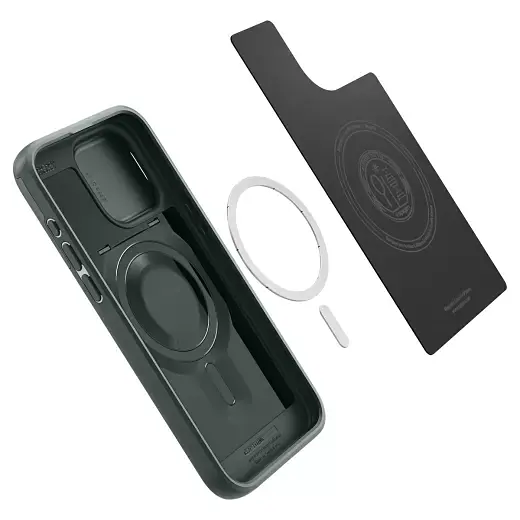 Чохол із захистом камери Spigen Optik Armor (MagFit) Abyss Green для iPhone 15 Pro (ACS06739) - фото 6