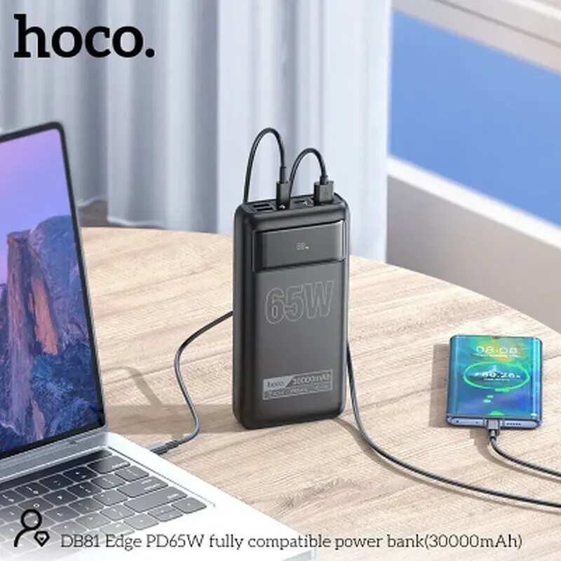 Батарея універсальна HOCO 30000mAh Apollo PD/65W QC/3.0 Black (DB81 / 714720) - фото 8