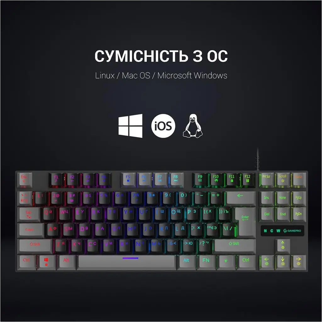 Клавиатура GamePro MK100R Red Switch LED USB Black/Grey [MK100R] [111030] - фото 8