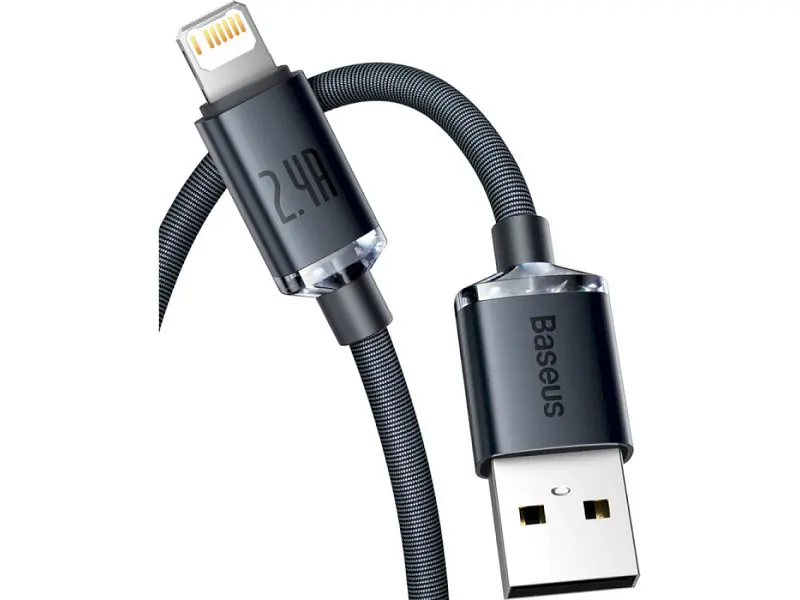 Кабель Lightning BASEUS Crystal Shine Series Fast Charging Data Cable USB to Lightning 2m Black (CAJY000101) - фото 2