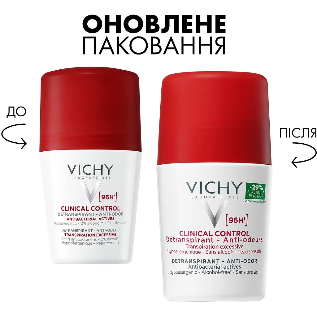 Антиперспірант Vichy Deo Clinical Control кульковий 96 годин захисту проти надмірного потовиділення та запаху 50 мл (MB468300) - фото 2
